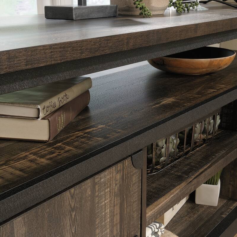 Wood Credenza for TVs up to 60" with Industrial Style, Brown - 60.24" W x 19.09" D x 29.72" H