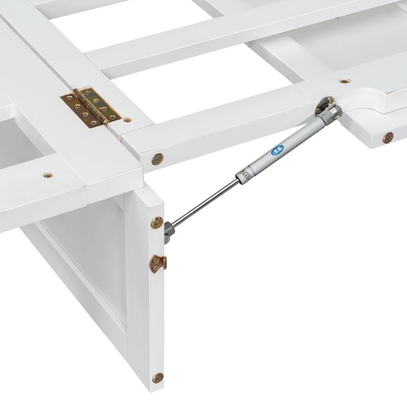 White Murphy Bed with Drawer, Rattan Patterned Full Size Bed