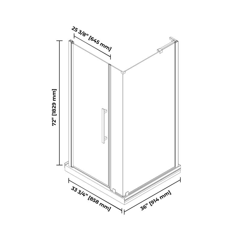 OVE Breeze Pivot Corner Frameless Pivot Shower Door Kit with Base Pan