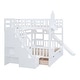 preview thumbnail 15 of 38, Full-Over-Full Castle Style Bunk Bed with 2 Drawers 3 Shelves and Slide - Pink