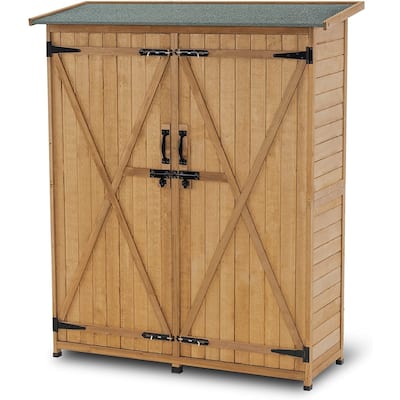 MCombo 64 inch Tall Outdoor Storage Cabinet Sheds with Lockable Double Doors, Fir Wood 1400