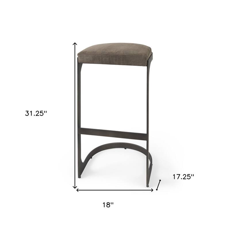 Faux Leather Backless Metal Bar Stools with Footrest