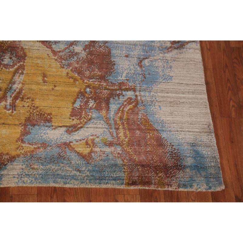 All-Over Abstract Indian Area Rug Handmade Wool Carpet - 5'4"x 7'7"