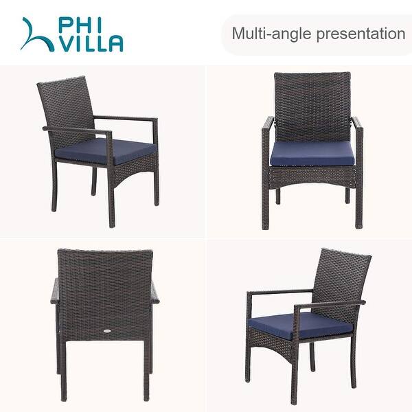 Shop Phi Villa 2 Pieces Patio Garden Rattan Chair Set Outdoor Modern High Grade Pe Rattan Wicker Armchair With Removable Cushions Overstock 32313570