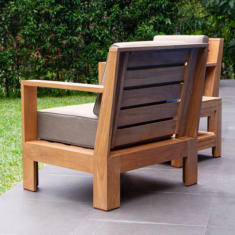 Cambridge Casual Logan Modern Teak Outdoor Club Chair with Sunbrella Cushion