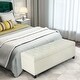 preview thumbnail 8 of 13, Adeco Deluxe Beige Linen Storage Ottoman Bench with Nailhead Trim