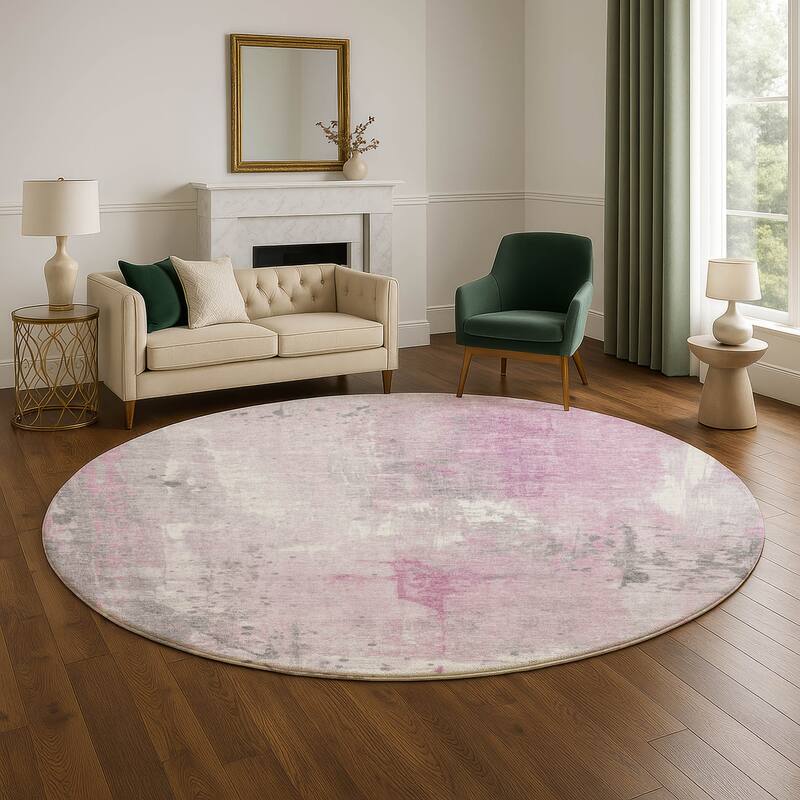 Premium Washable Super Soft Abstract Modern Mayfield Rug - 8' x 8' - Pink