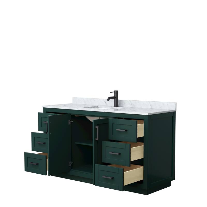 Miranda Single Vanity Set, White Carrara Marble Top, No Mirror