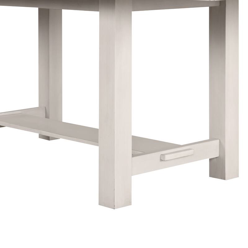 Furniture of America Hesnly Farmhouse Rustic White Oak 7-Piece Wood Extendable Dining Set