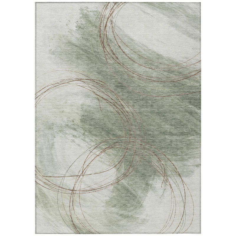 Machine Washable Indoor/ Outdoor Abstract Modern Chantille Rug