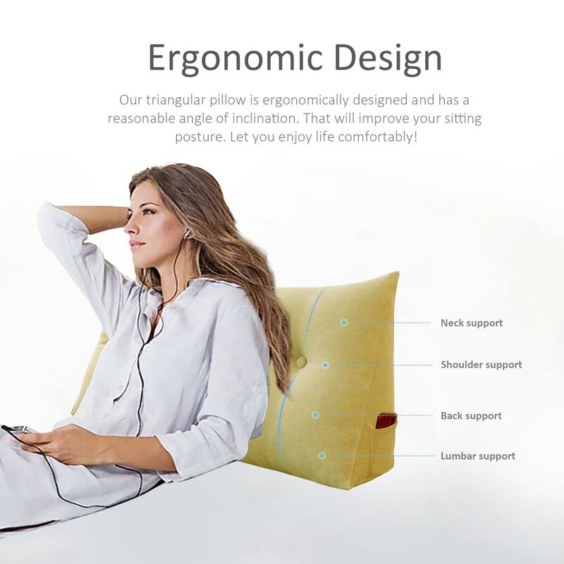WOWMAX Large Bed Wedge Pillow Headboard Back Support Reading Cushion