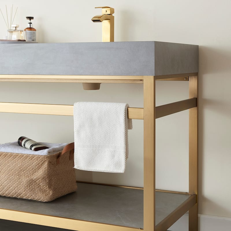 Funes 72" Double Vanity, Metal Support with Stone Top and Mirror - 72''x22''