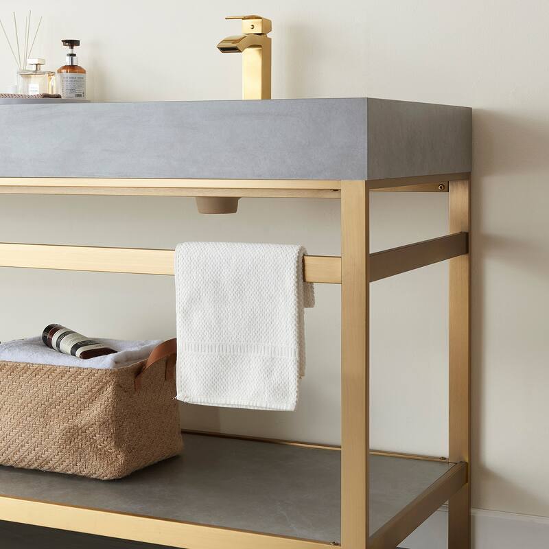 Funes 72" Double Vanity, Metal Support with Stone Top without Mirror - 72''x22''