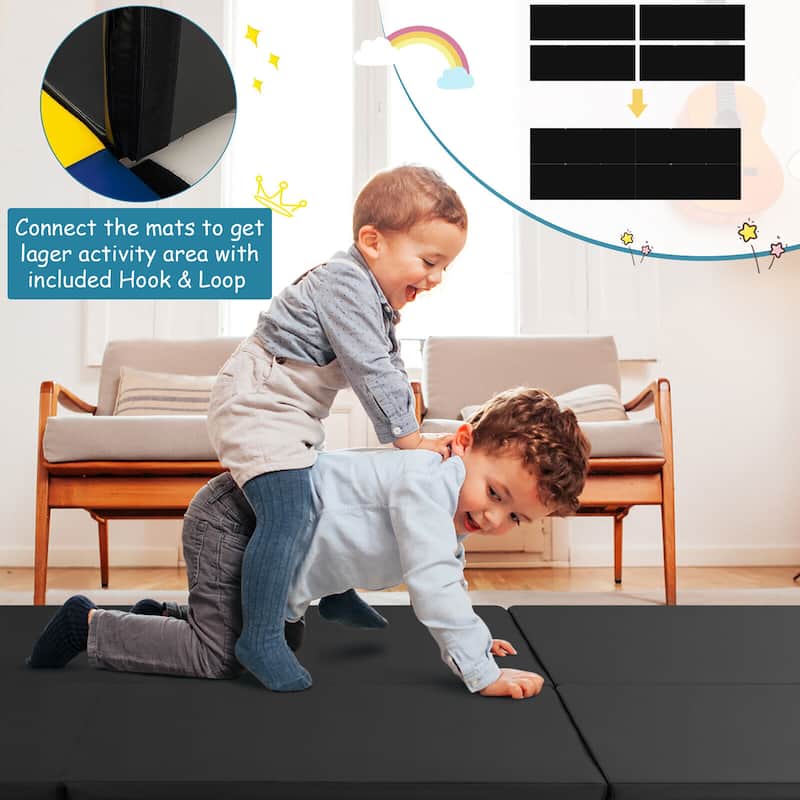 Gymax Tri-Fold Folding Exercise Mat 6 ft x 2 ft Portable Gymnastics