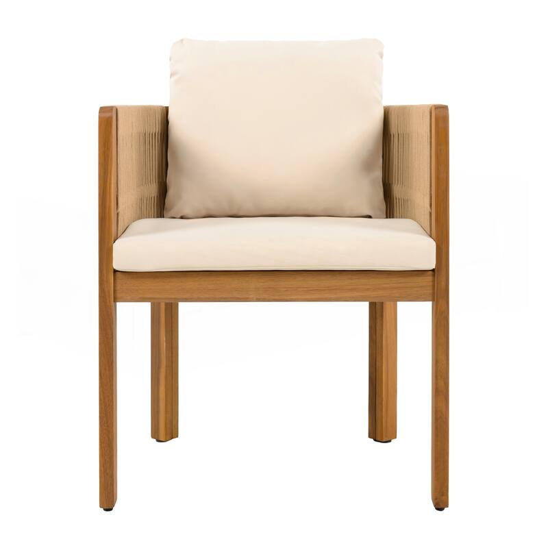 Acacia Wood Outdoor Dining Chairs Set of 2