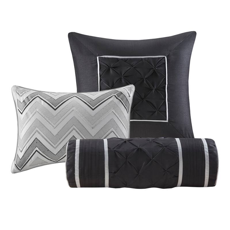 GDF Studio - Laurel 7-Piece Tufted Comforter Set with Decorative Pillows
