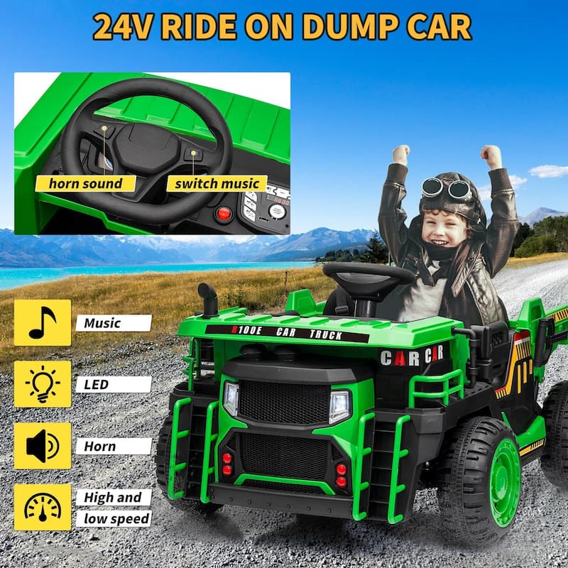 24V 2 Seater Kids Ride On Dump Truck with R/C