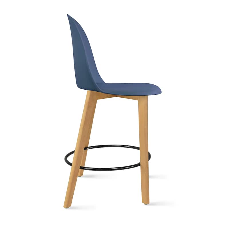Set of 2 Designer Eiffel Chairs Counter Stools With Backs Side Molded Shell Kitchen Office Dining Dowel Bar Patio