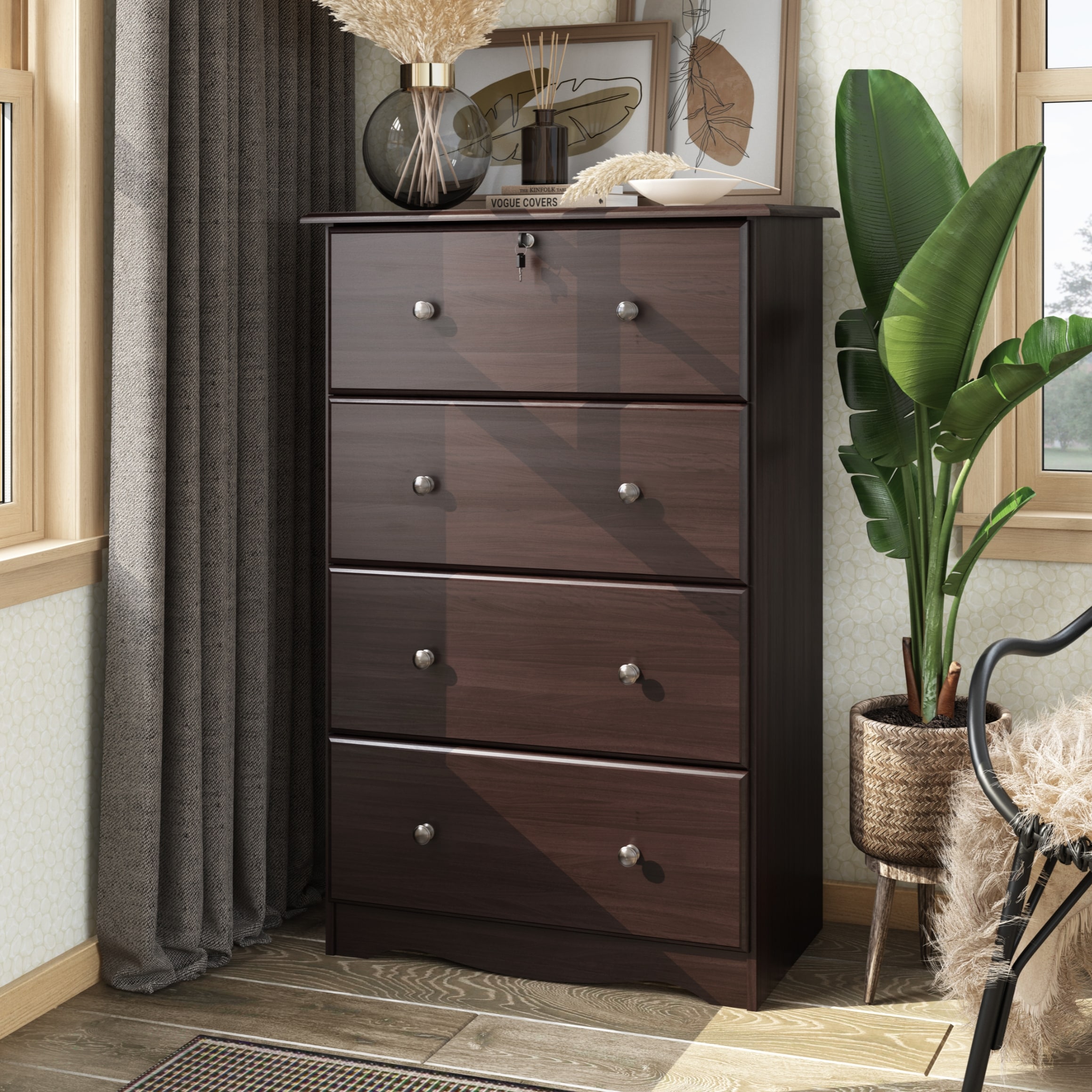 Palace Imports 100% Solid Wood 4-Jumbo Drawer Chest