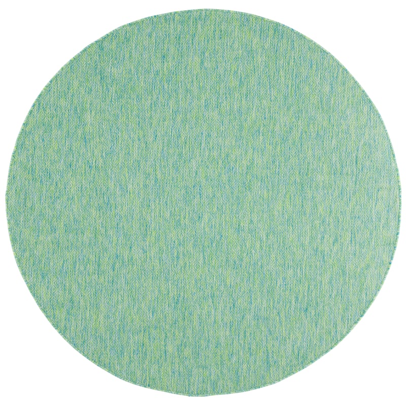 SAFAVIEH Courtyard Begajeta Indoor/Outdoor Waterproof Patio Backyard Rug. - 6'7" Round - Green/Blue