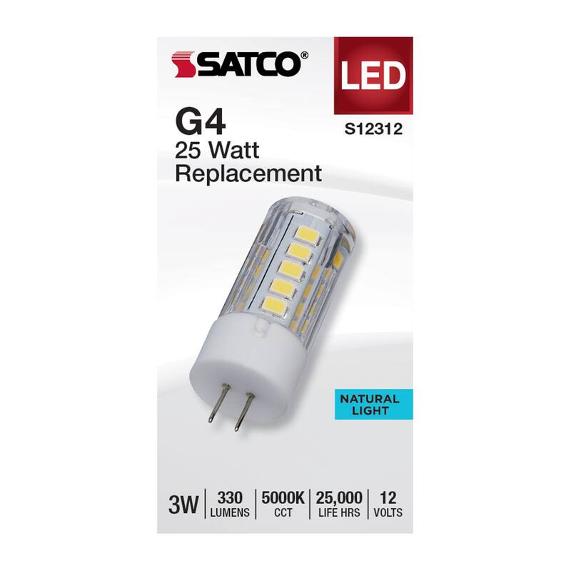 3 Watt T5 LED Clear Finish Bi Pin G4 Base 5000K 12V