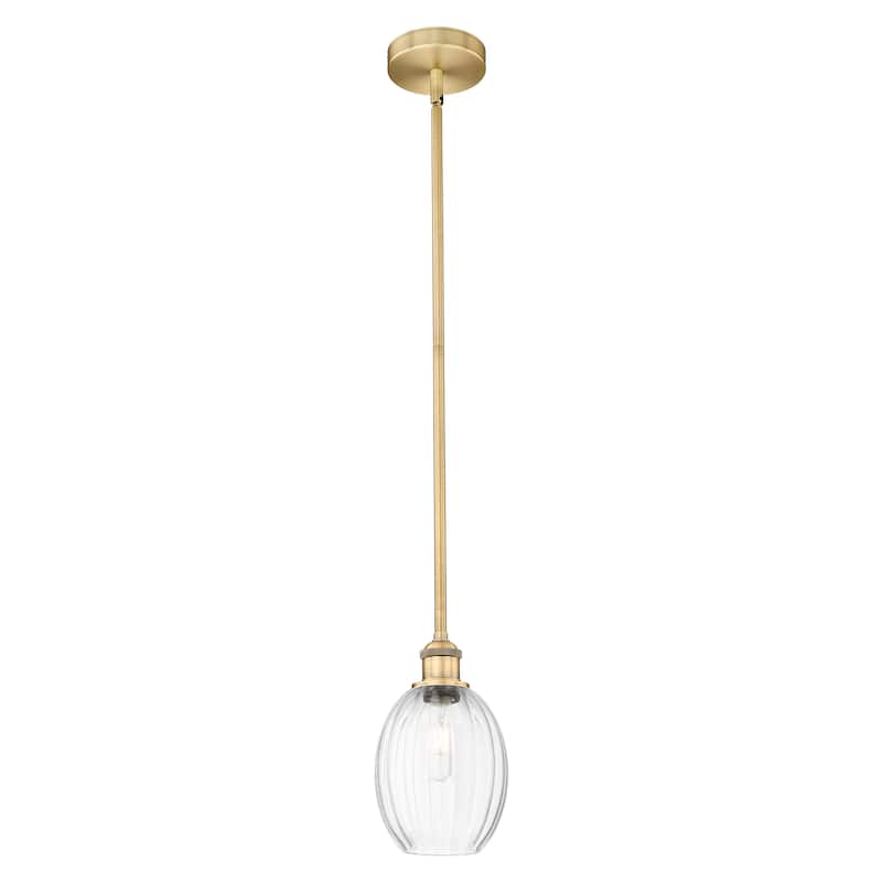 Innovations Lighting Endless Possibilities Edison - Preston - 1 Light 6" Bulb Shade Stem Hung Mini Pendant - Clear/Brushed Brass