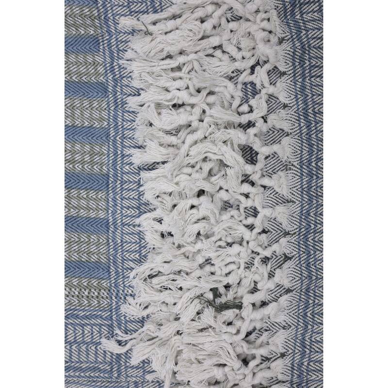 Fabdivine Choco Chips Handwoven 100% Cotton Throw Blanket - Floral Block Print Decorative Sofa & Bed Throw with Fringe, 90"x54"