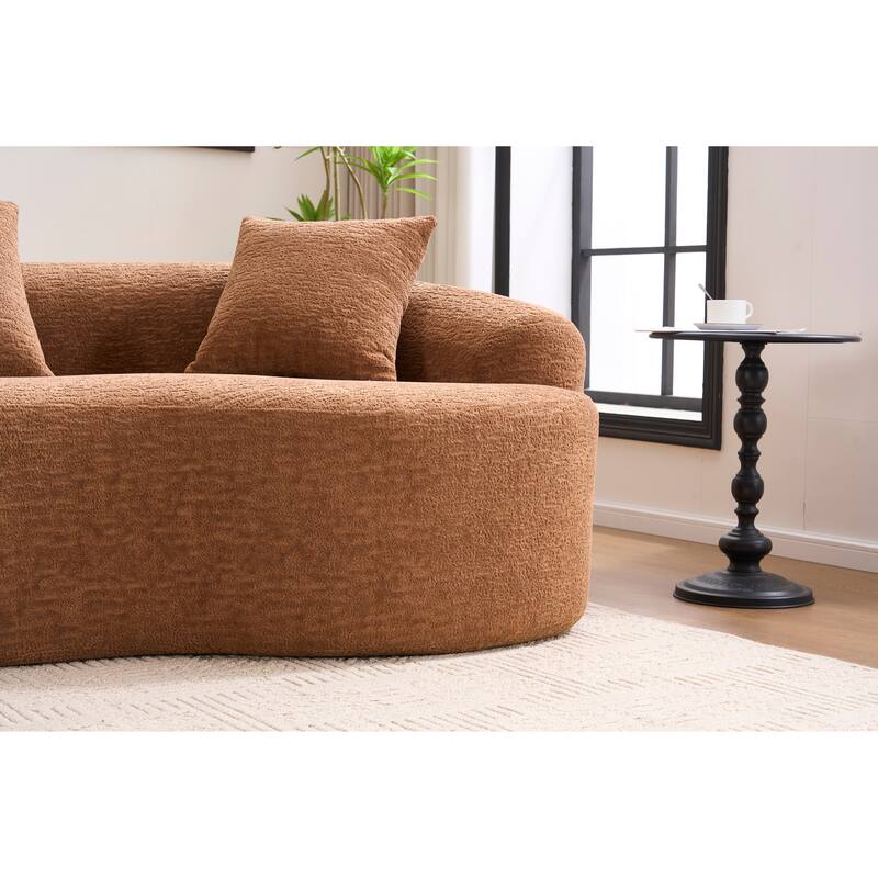 Modular Curved Sectional Sofa, Full Compression 4-Seater Foam Couch, Chenille Boneless Cloud Sofa for Living Room, Bedroom