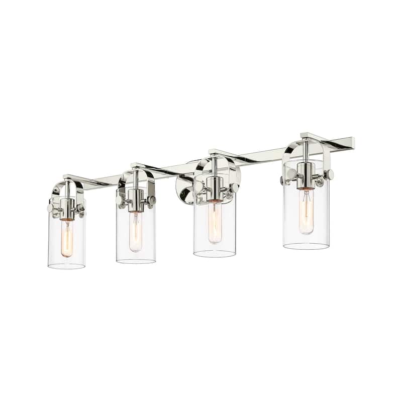 Innovations Lighting 423-4W-10-35 Pilaster II Cylinder Vanity Pilaster - Polished Nickel / Clear