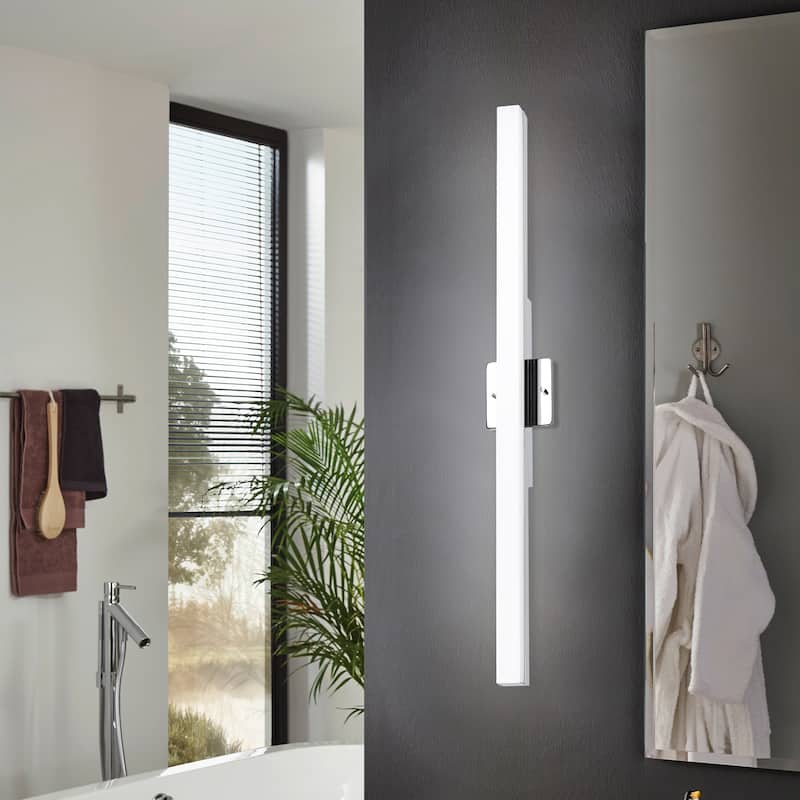 Torretta Bath/Vanity Light with White Shade - Large - Chrome