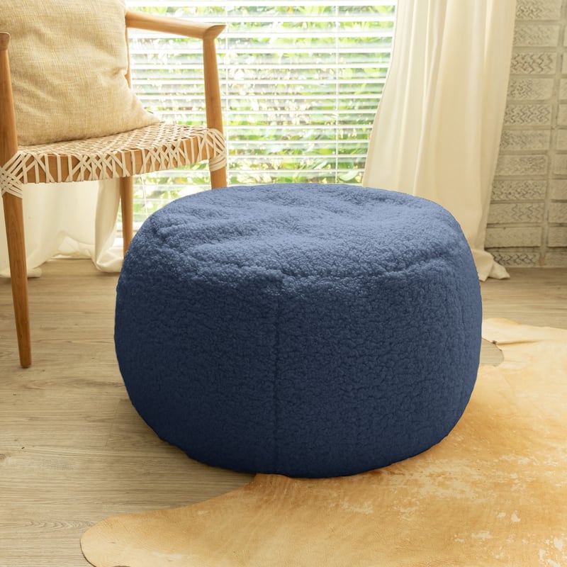 Jaxx Ellis Pouf - Modern Shearling Faux-Lamb Plush Fleece Ottoman
