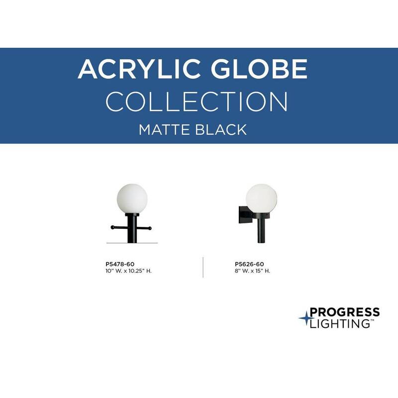Progress Lighting Black Acrylic Globe One-light Wall Lantern - 12.350" x 10.705" x 10.705"