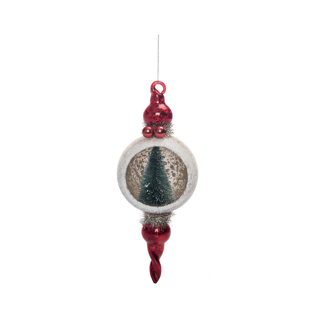 Transpac Glass 8.75 in. Holiday Sisal Tree in Globe Ornament