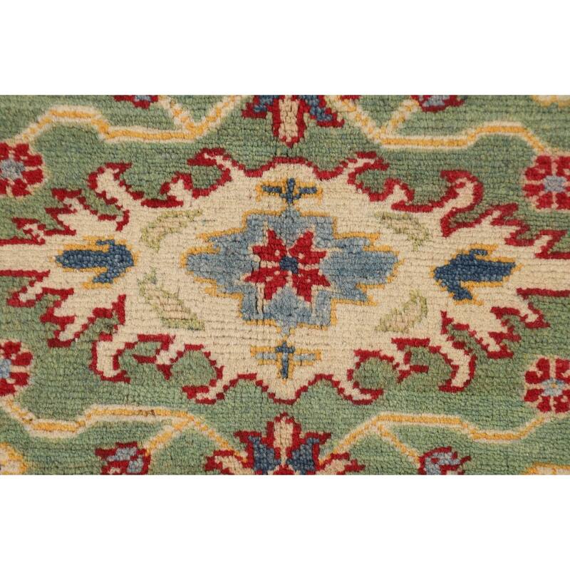 Light Green Kazak Oriental Rug Handmade Traditional Wool Carpet - 2'7" x 3'10"