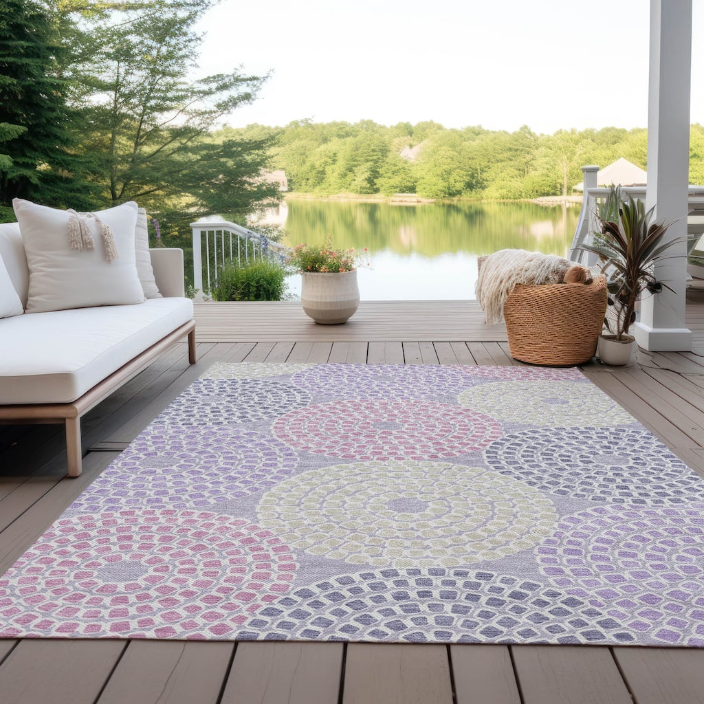 Machine Washable Indoor/ Outdoor Chantille Contemporary Geo Rug