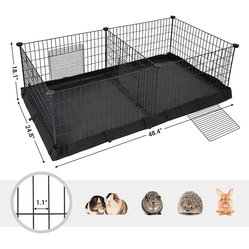 Black Metal Foldable Pet Playpen with Divider Panel for Indoor & Outdoor Use - 48.4"L x 24.8"W x 18.1"H