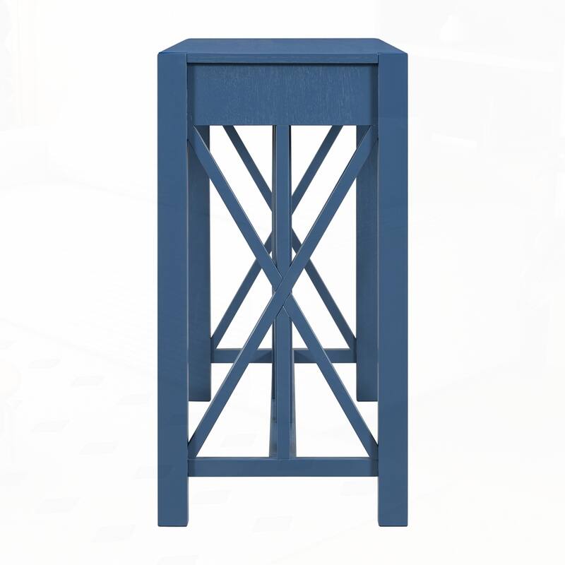 Crisscross Design Entryway Table with Open Bottom Storage