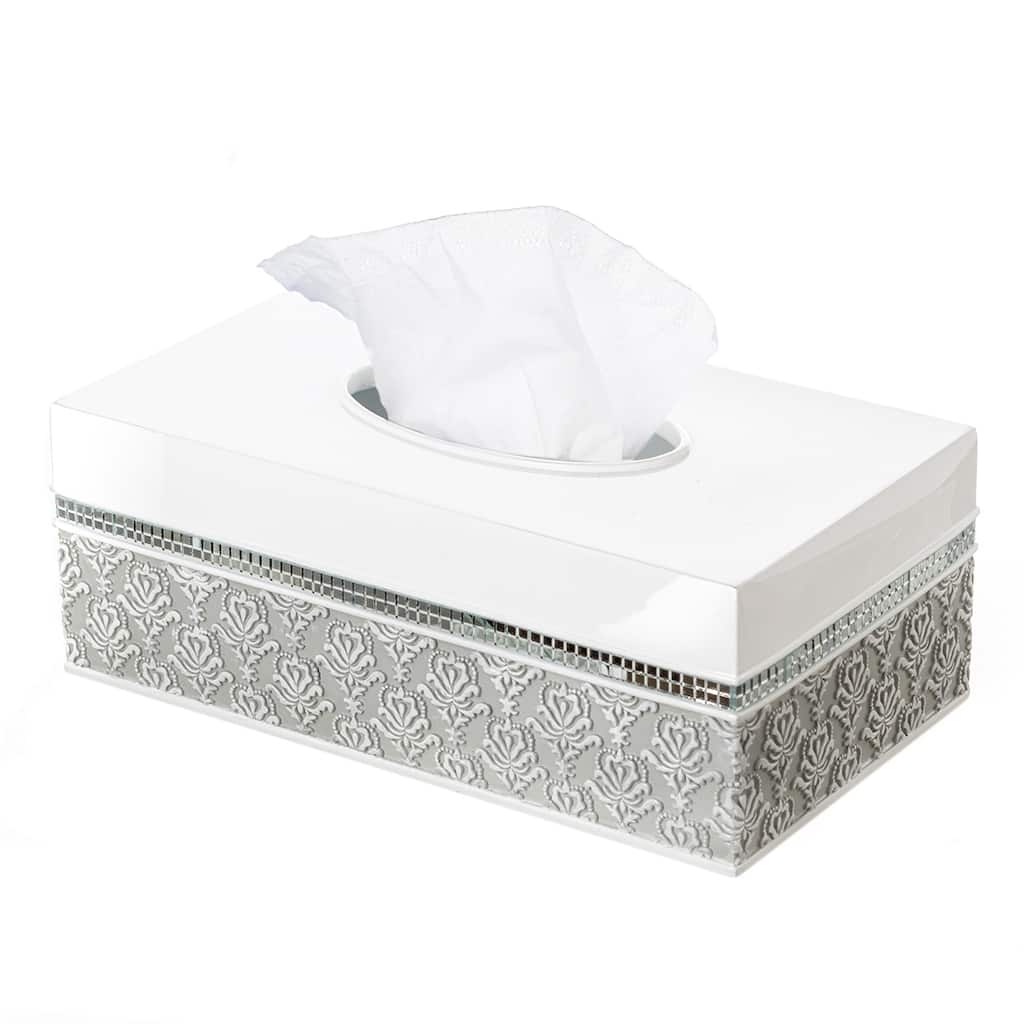 Creative Scents Mirror Damask Gray & White Rectangle Tissue Box Cover - Gray/White - White/gray