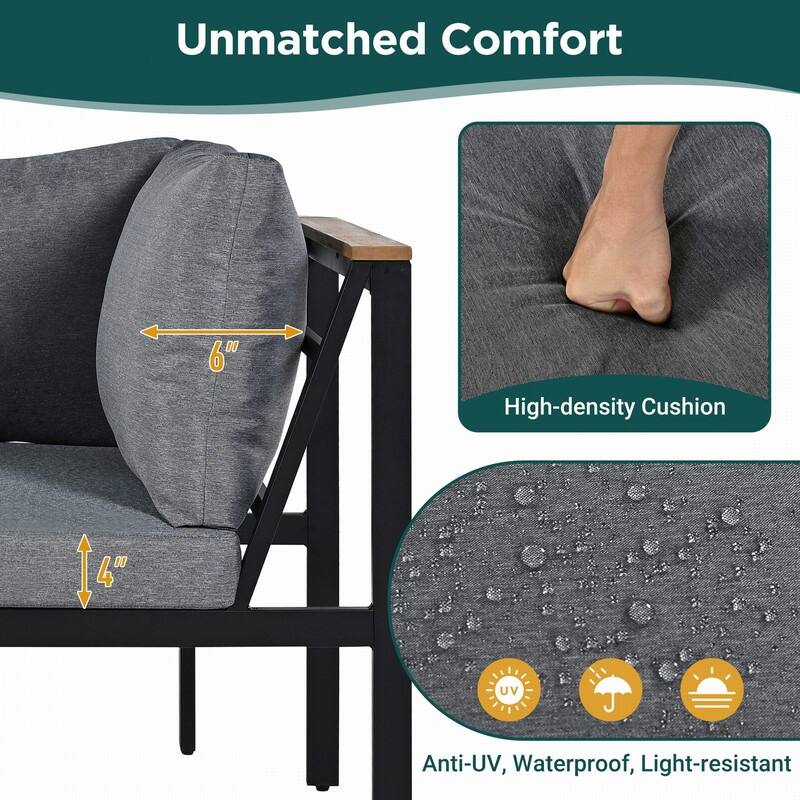 4-Piece Patio Furniture Set, Outdoor Sofa with Waterproof Cushions for Stylish Garden Relaxation