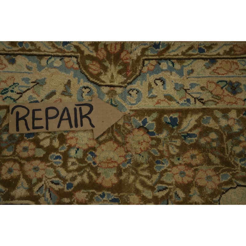 Hand Knotted Oriental 100% Wool Carpet Traditional Floral Brown Kerman Area Rug - 13' 4'' X 9' 6''