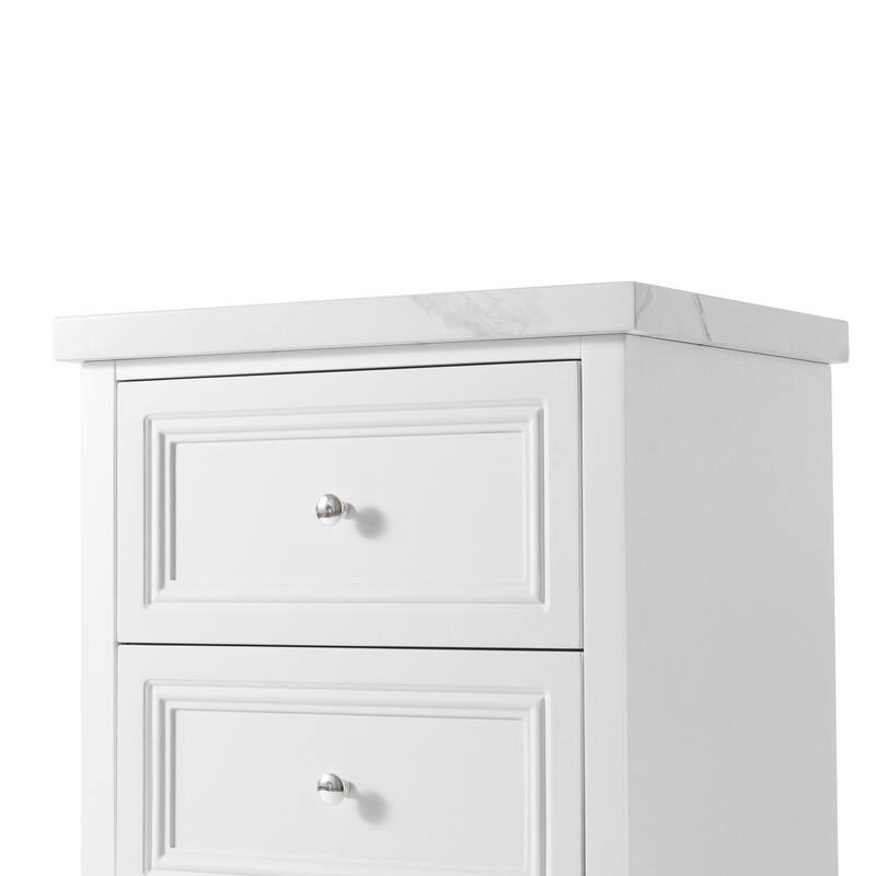 2-Drawer Nightstand with Faux Marble Top