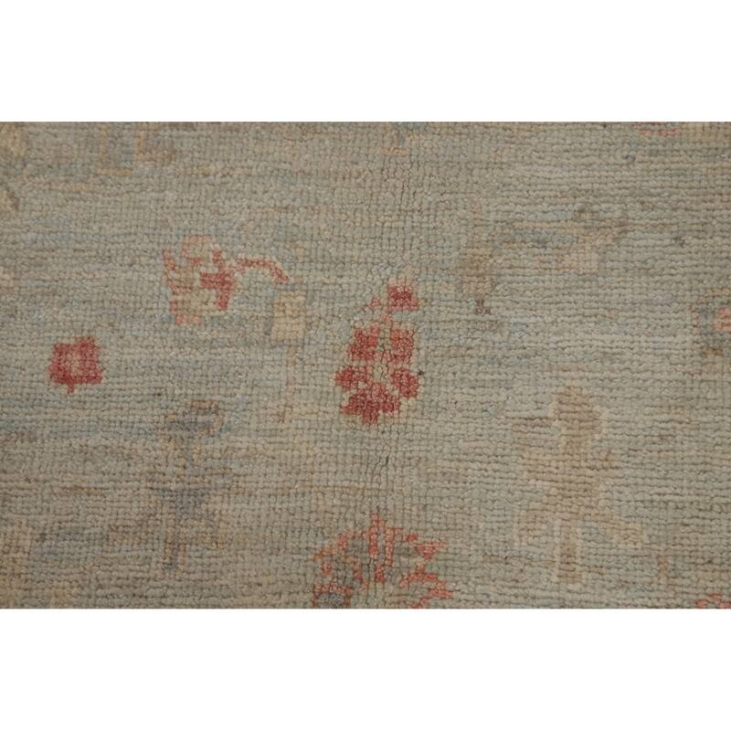 Transitional Blue Oushak Turkish Rug Hand-Knotted Wool Carpet - 5'1"x 8'0"