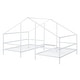 preview thumbnail 6 of 18, Double Twin Size Metal Kids Platform Bed Frame, Modern House Bed with Built-in Small Bedside Table