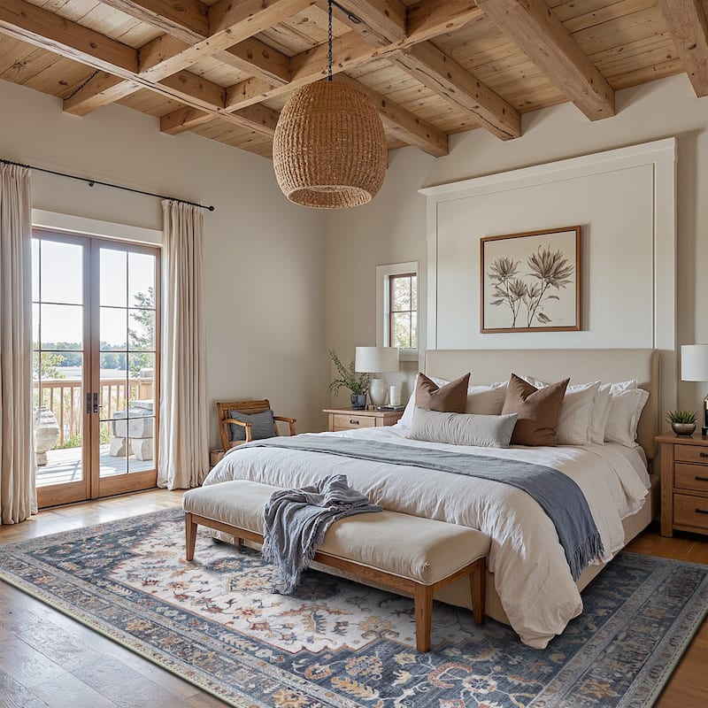 Mcow Vintage Harmony Collection Low-Pile Machine-Washable Area Rug