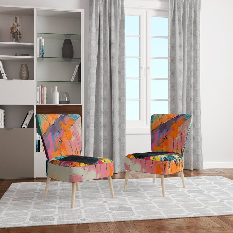 Designart "Colorful Turquoise Woman Eye Art" Upholstered Modern Accent Chair and Arm Chair