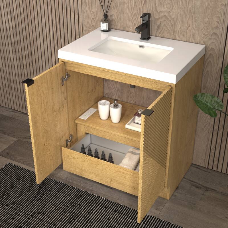 Milano 30" Freestanding Bathroom Vanity with White Acrylic Sink