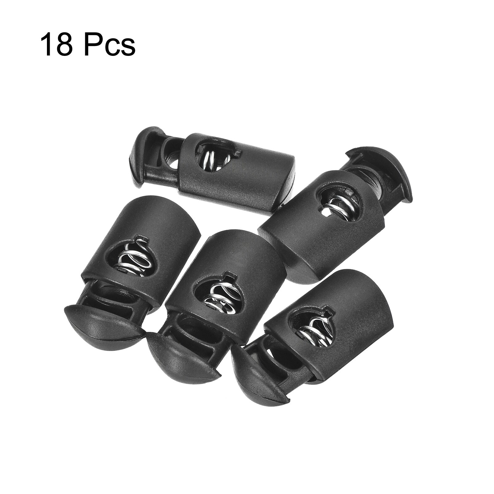 Unique Bargains Plastic Cord Lock Spring Rope End Stop Toggle Stoppers for  Outdoor Camping Black 5 Pcs