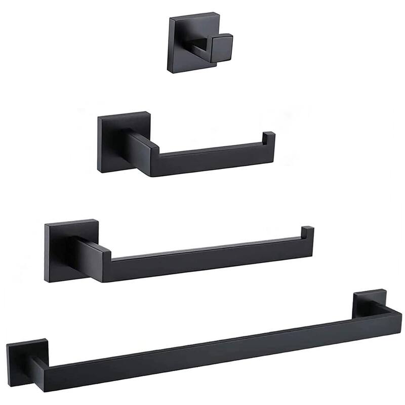 4-Piece Bathroom Hardware Set - Satin Black
