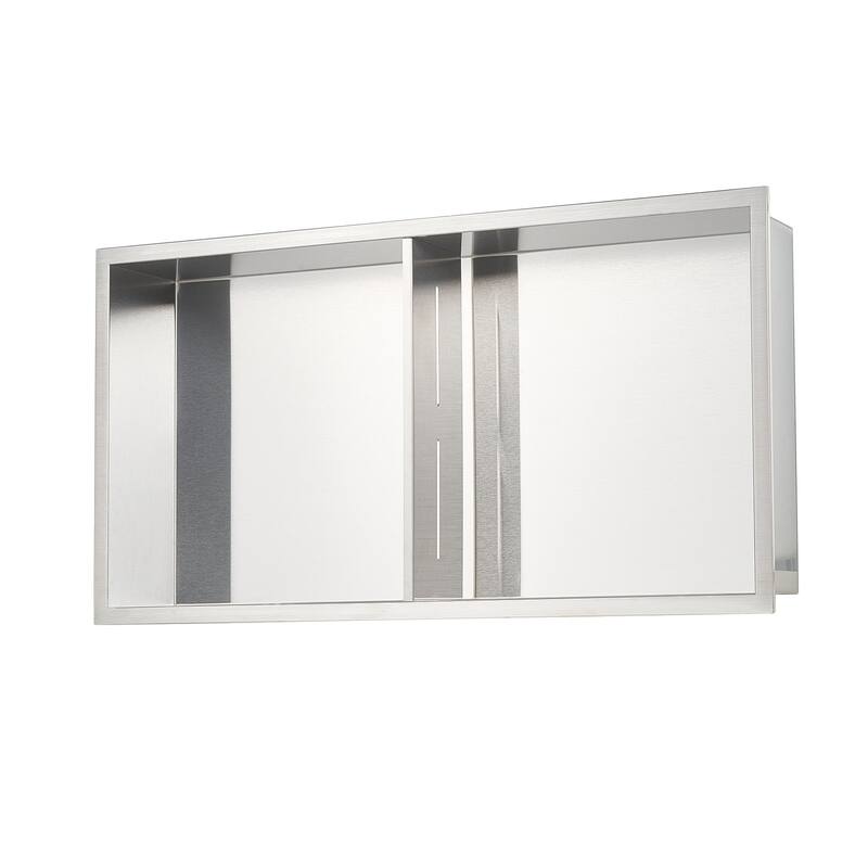 Silver Stainless Steel Double-Layer Shower Niche with Waterproof Seamless Design - 4 x 13 x 25 inches
