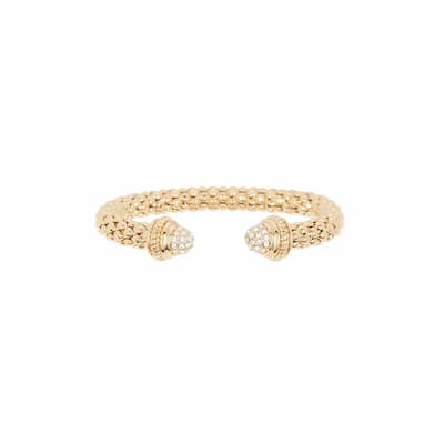 Juvell Gold Plated Cubic Zirconia Popcorn Mesh Cuff Bracelet